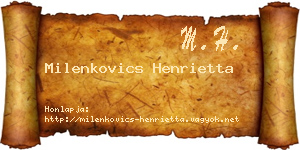 Milenkovics Henrietta névjegykártya